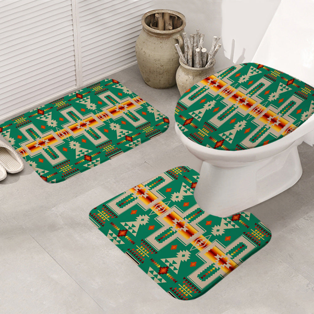 GB-NAT00062-08 Green Tribe Design Native American Bathroom Mat 3 Pieces