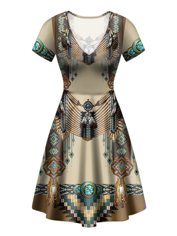 Powwow Store gb nat00059 brown pattern breastplate neck dress