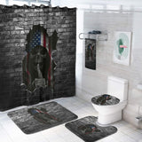 Flag Skull Black Brick Wall Bathroom Set SK-BRS01-W0001S01