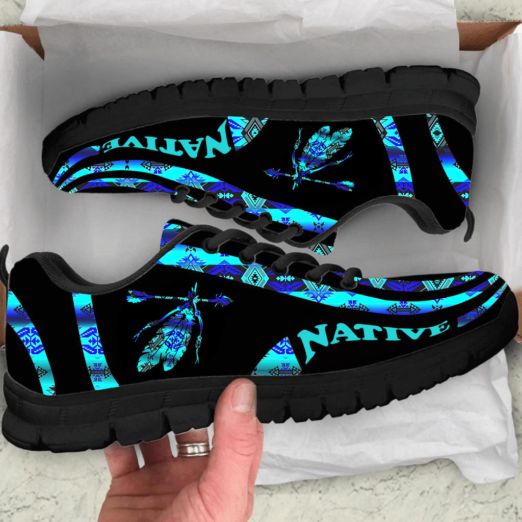 SNK0009 Blue Pattern Feather Native Sneaker