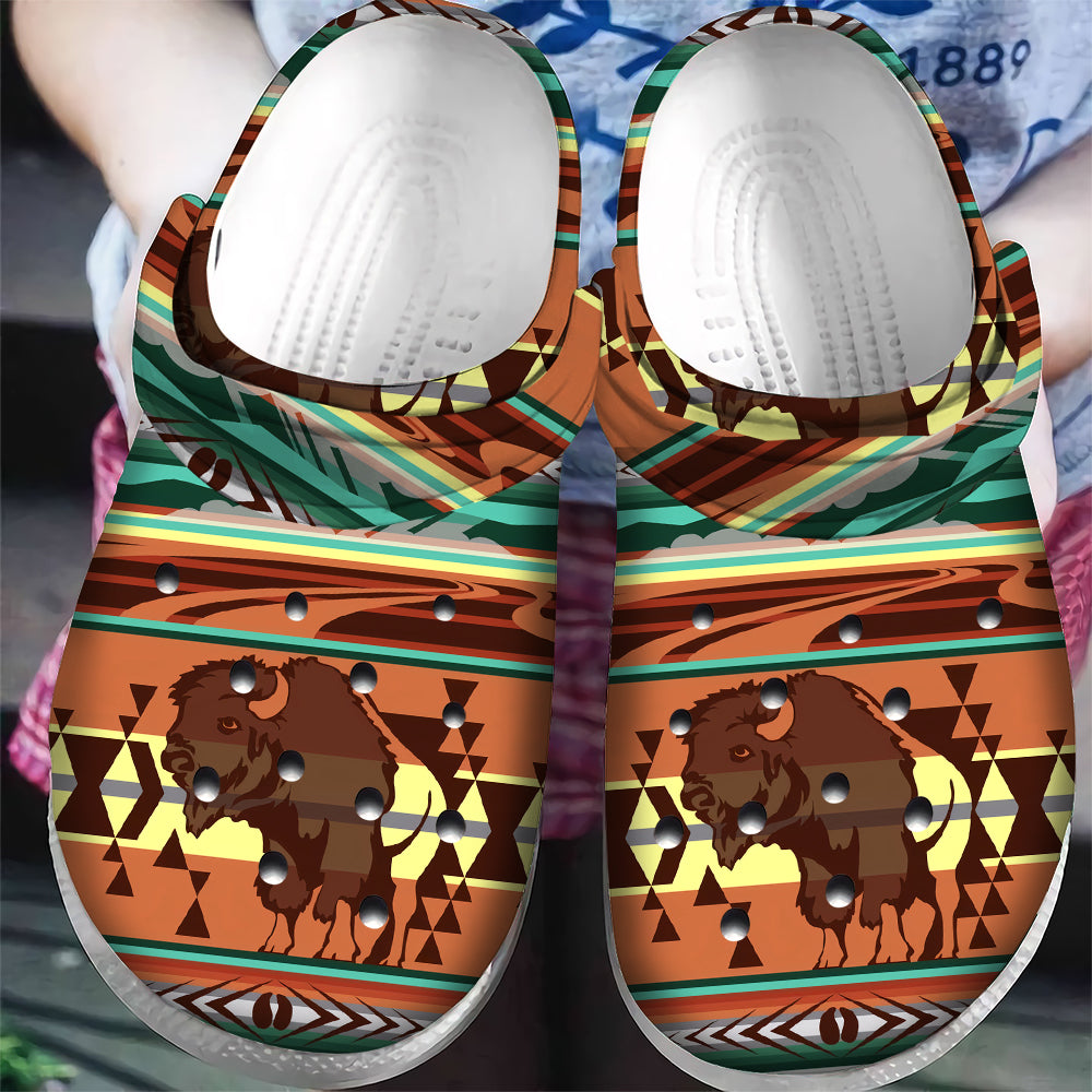 GB-NAT00024 Bison Native American Crocs Clogs Shoes – Powwow Store