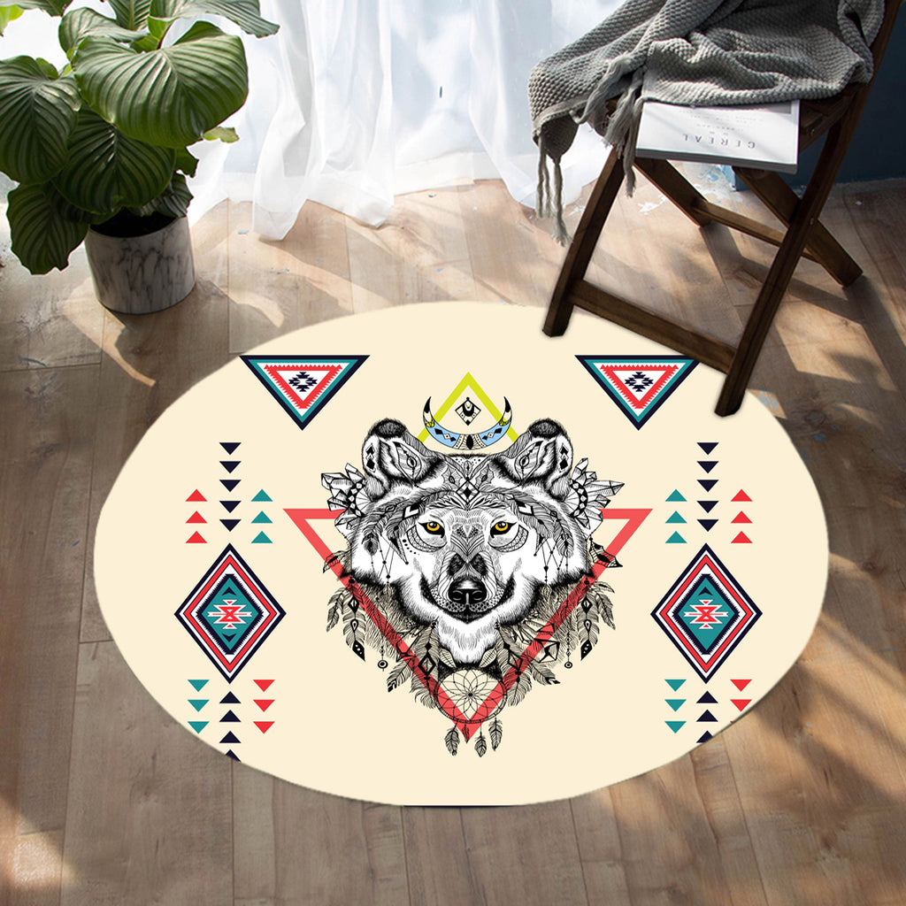 Powwow Store gb nat00144 wolf pattern native american round carpet