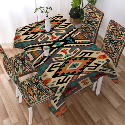 GB-NAT00225 Orange Native Tribes Native American Tablecloth