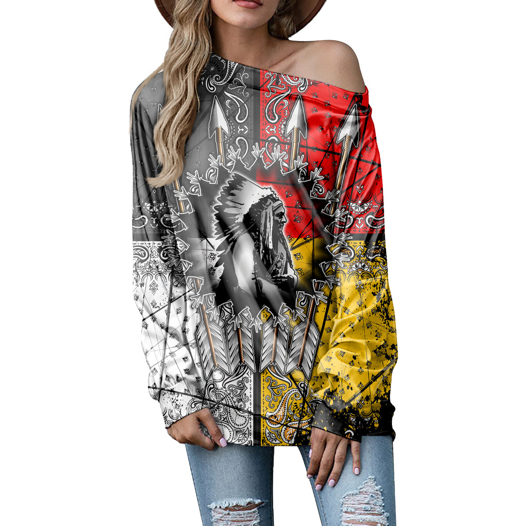 Powwow Store gb nat00015 chief arrow native american off shoulder sweatshirt