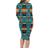 GB-NAT00046-01 Blue Native Tribes Pattern Native American Body Dress