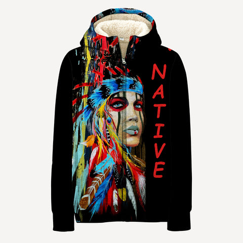 GB-NAT00036 Native Girl Native American 3D Fleece Hoodie