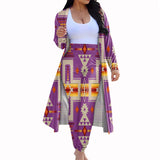 Powwow Store gb nat00062 07 light purple tribe design cardigan coat long pant set