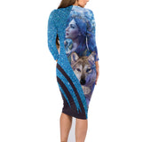 GB-NAT00358 Girl & Wolves Native American Body Dress