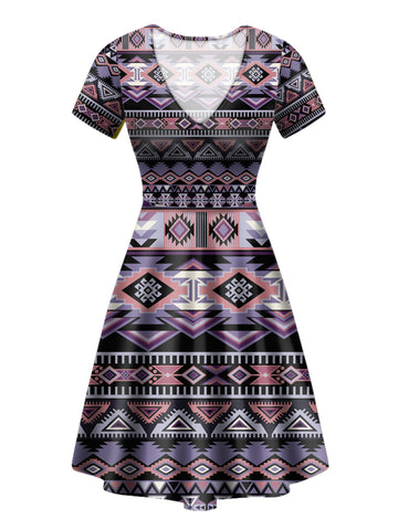 Powwow Store gb nat00593 ethnic pattern round neck dress