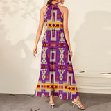 GB-NAT00062-07 Light Purple Tribe Design Dress Maxi Ligation