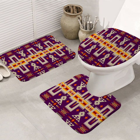 Powwow Store gb nat00062 09 dark purple tribe design native american bathroom mat 3 pieces