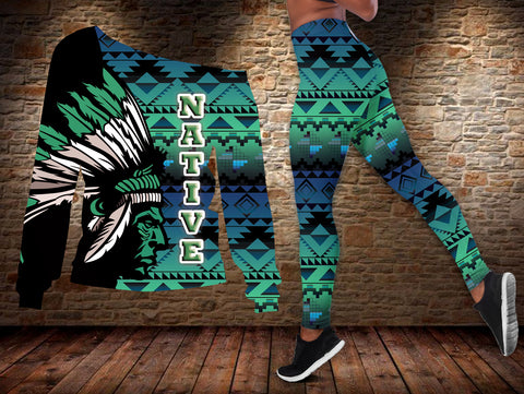 Powwow StoreOSL0001 Tribe Design Native American Offshoulder Sweater Legging Set