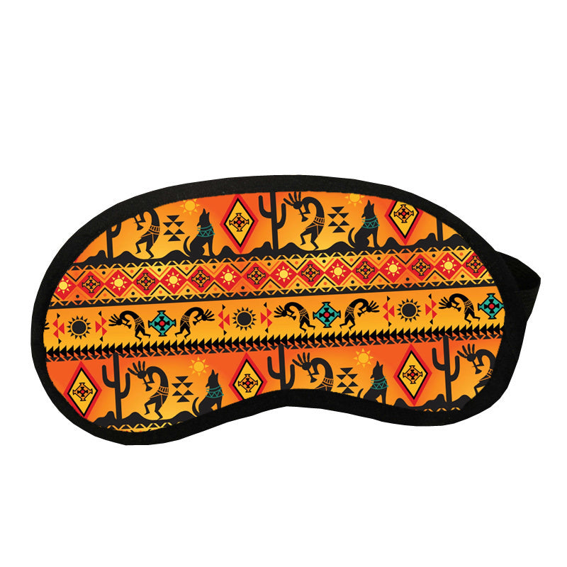 GB-NAT00231 Kokopelli Myth Yellow Native American Sleep Mask