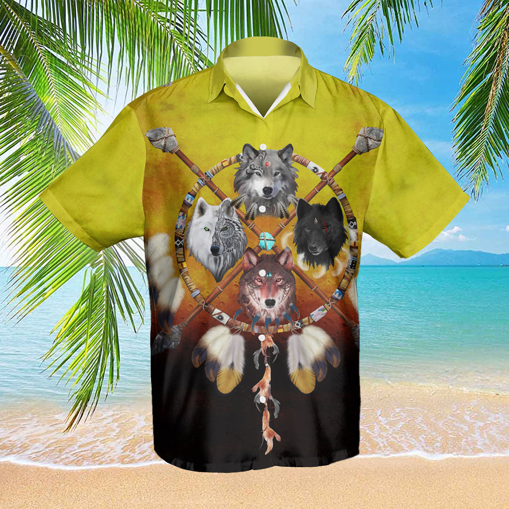 Powwow Store gb nat00120 wolf dream catcher hawaiian shirt 3d 29