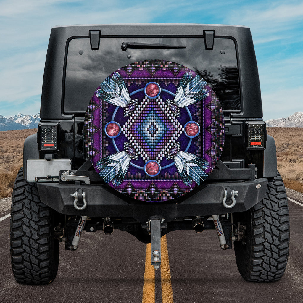 Powwow Store gb nat00023 03 naumaddic arts dark purple spare tire cover