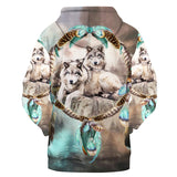 Powwow Store gb nat00337 feathers dream catcher wolves together 3d hoodie