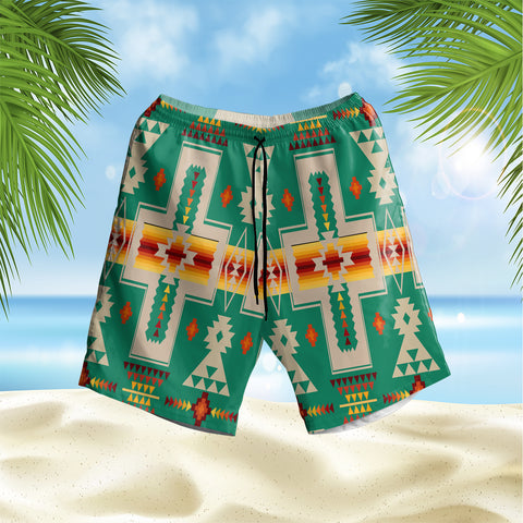 GB-NAT00062-08 Green Design  Hawaiian Shorts