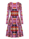 Powwow Store gb nat00046 09 pink pattern native long sleeve dress