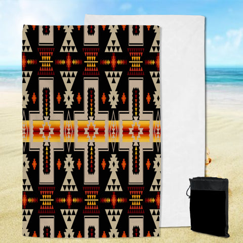 GB-NAT00062-01 Black Tribe Design Native American Pool Beach Towel