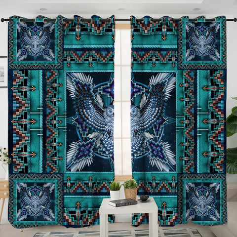 LVR0008 -  Thunderbird Mandala Native American Living Room Curtain