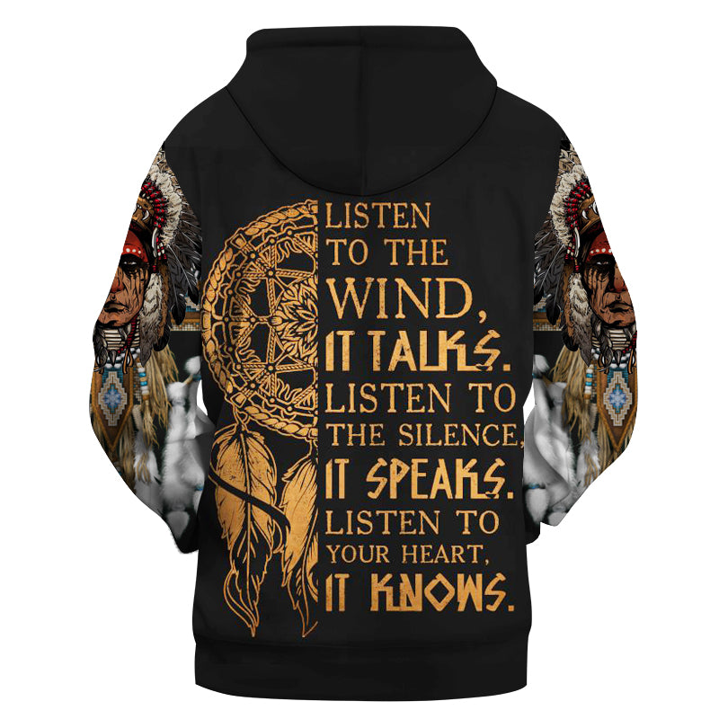 Powwow Store gb nat00446 02 chief with feather headdress 3d hoodie