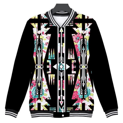 Powwow Store native american flower arrow all over baseball jacket