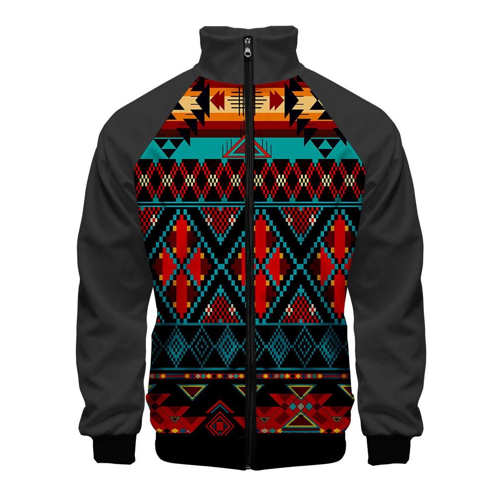 Gray Tribe Pattern Native American Jacket – Powwow Store