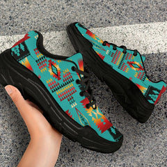 Blue Native Tribes Pattern Native American Chunky Sneakers - Powwow Store