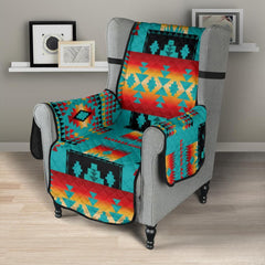Blue Tribal Native American 23" Chair Sofa Protector - Powwow Store