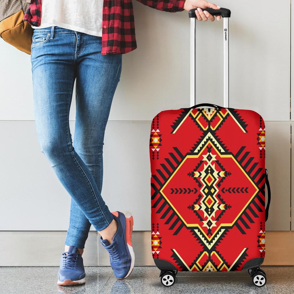 Red Native American Design Pattern Luggage Covers