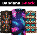 Pink & Blue Feathers Native American Bandana 3-Pack