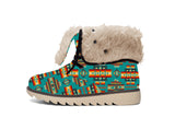 GB-NAT00402-04 Blue Pattern Native Faux Fur- Leather Boots