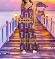 Powwow StoreGBNAT0006207 Tribe Design Native American Maxi Dress