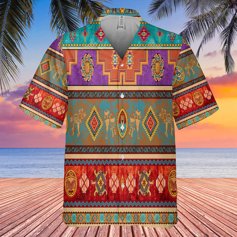 GB-NAT00619Pattern Color Native Hawaiian Shirt 3D