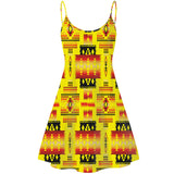 GB-NAT00302-06 Yellow Tribes Pattern Native American Strings Dress