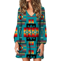 Powwow Store gb nat00046 14 blue native tribes pattern native american swing dress