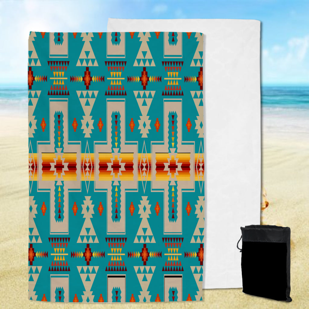 GB-NAT00062-05 Turquoise Tribe Design Native American Pool Beach Towel