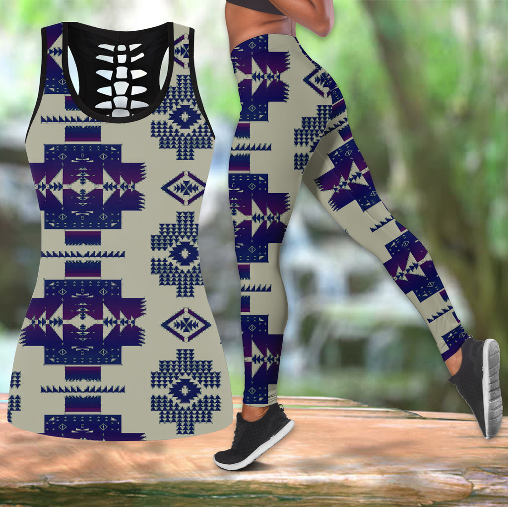 Powwow StoreGBNAT0072017 Pattern  Native Hollow Tank Top And Legging Sets