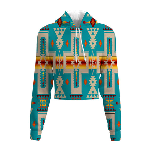 Powwow Store gb nat00062 05 turquoise tribe design native american crop hoodie