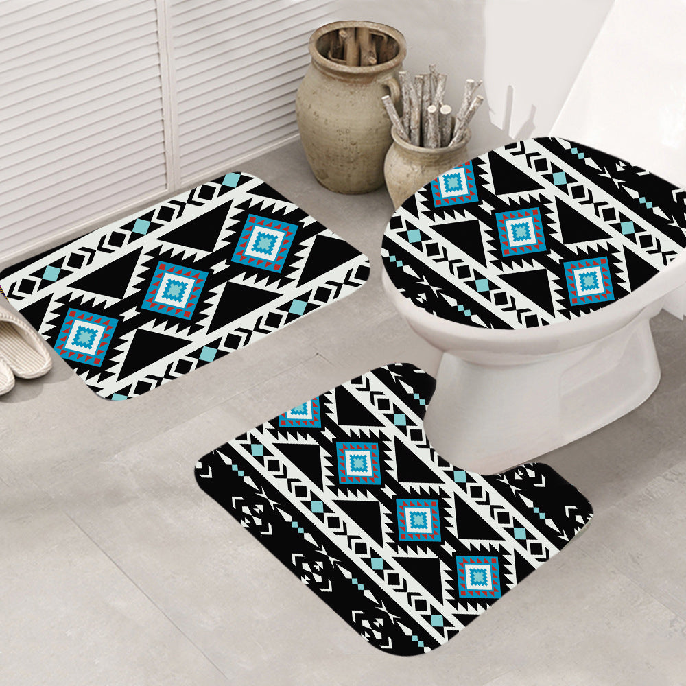 Powwow Store gb nat00607 ethnic seamless pattern bathroom mat 3 pieces