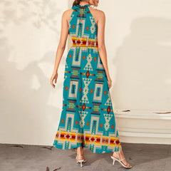 GB-NAT00062-05 Turquoise Tribe Design Dress Maxi Ligation