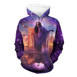 GB-NAT00454 Native Girl & Eagle Purple Galaxy 3D Hoodie