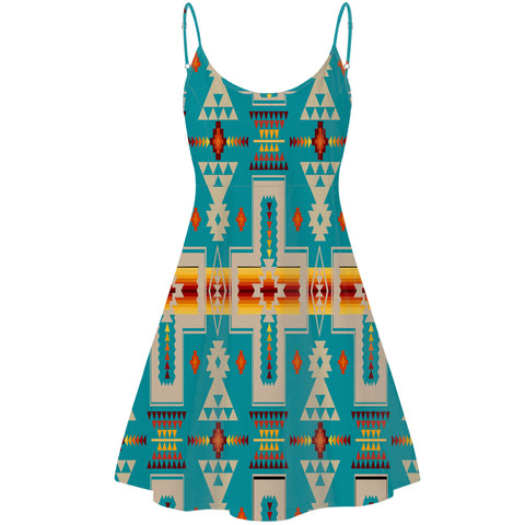 GB-NAT00062-05 Turquoise Tribe Design Native American Strings Dress
