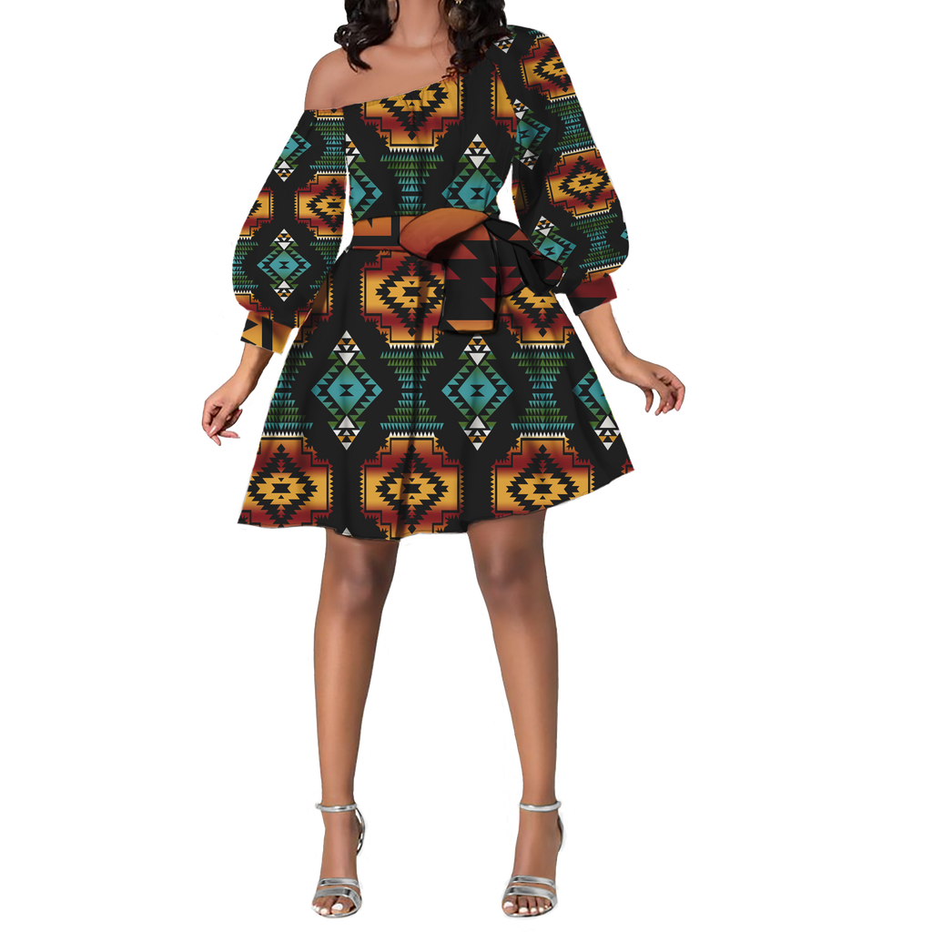 Powwow StoreGBNAT00321 Pattern Native Lovely Women Dress