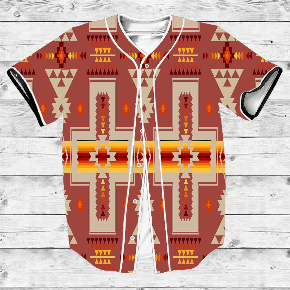 Powwow Store gb nat00062 11 tan tribe design native american baseball jersy