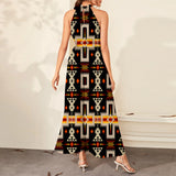 GB-NAT00062-01 Black Tribe Design  Dress Maxi Ligation