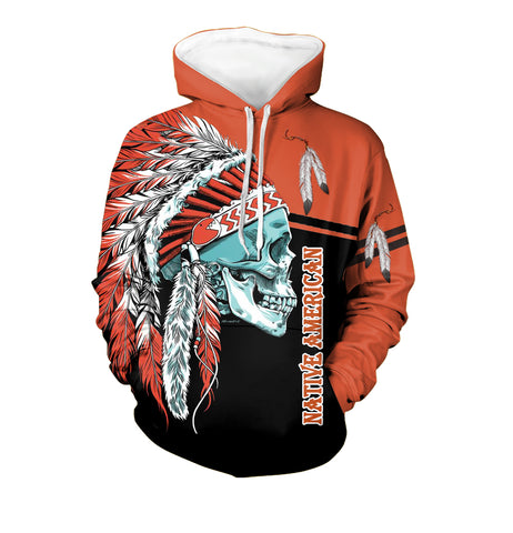 Powwow Store gb nat00458 red skull chief native 3d hoodie