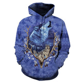 Blue Wolf Native American All Over Hoodie no link