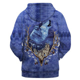 Blue Wolf Native American All Over Hoodie no link