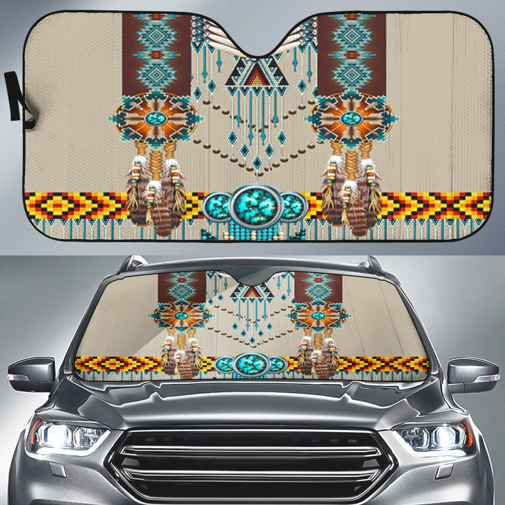 Powwow Store gb nat00069 turquoise blue pattern breastplate native american auto sun shades